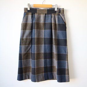 Vintage Lana Lee Tartan Checkered Wool Knee Length Straight Skirt